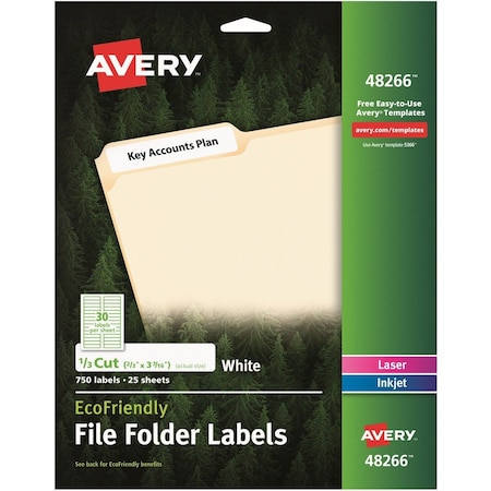 Avery Labels, Mailing, 2/3"x3-7/16", 750/PK, White PK AVE48266